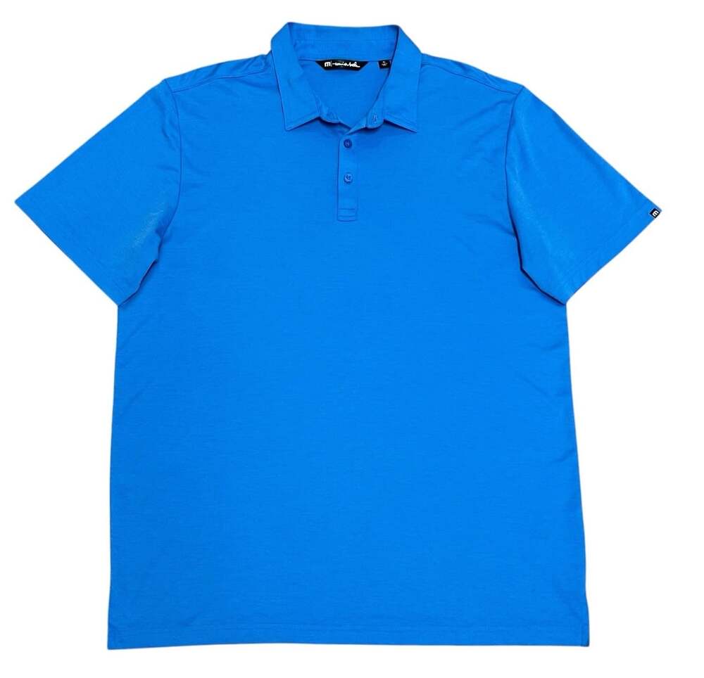Travis Mathew Polo Shirt Men’s Size XL Solid Blue Golf Casual Performance - Picture 1 of 14